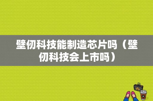 壁仞科技能制造芯片吗（壁仞科技会上市吗）